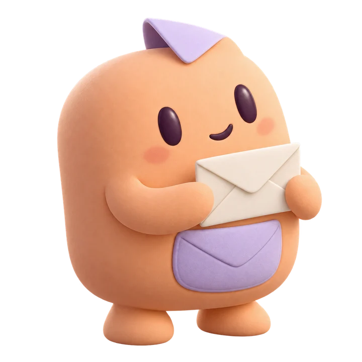 Apricot Proxling courier waiting with an envelope