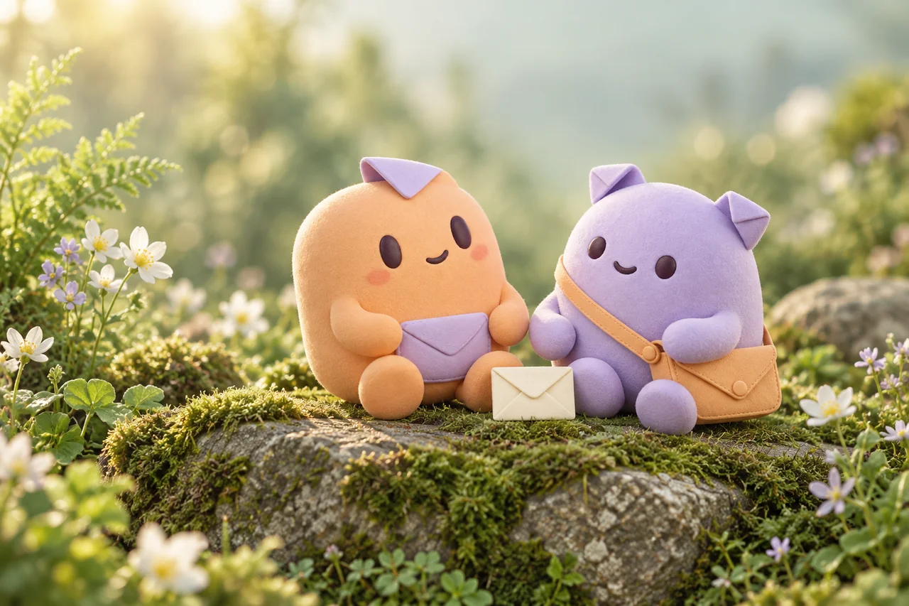 The two Proxling couriers resting together in a sunlit garden.
